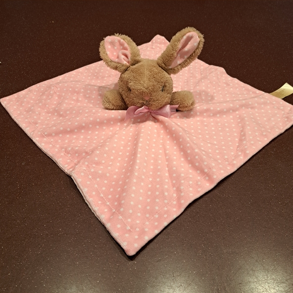 Way to Celebrate Pink Bunny Rabbit Lovey Security Blanket with Rattle Walmart - Picture 2 of 4